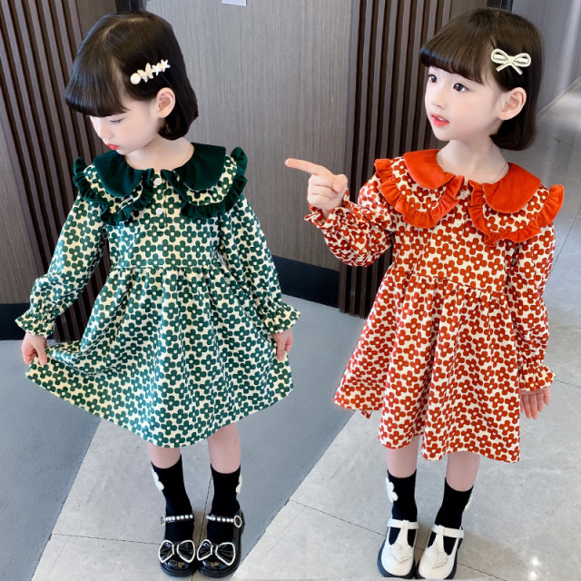 Girls and children's dress suit spring and autumn foreign style 2022 new children's and children's Korean version floral skirt vest two-piece set