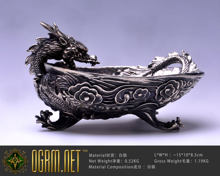 Ogrymar Total Shop Dragon Smoke Cylinder Dragon's Seiko Creative Home Dragon-shaped Ashtray White Bronze version