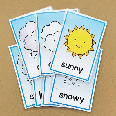 Weather Season Four Seasons English word card cold and warm feeling baby early education children English enlightenment teaching aids plastic seal