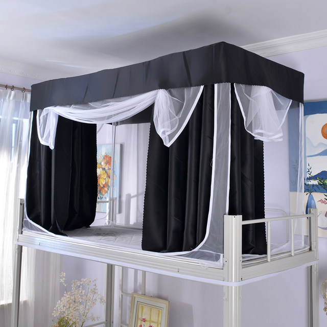 Thickened 100% full blackout cloth high-precision fabric double-sided matte bed curtain pure black bed curtain dormitory dormitory students