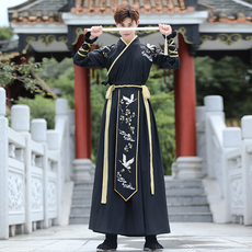 Китайцы одежда наборы 黑色系魏晋汉服男套装古风男士仙气古装男生帅气飘逸明制学生大码