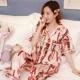 Mùa xuân và mùa hè băng lụa ngắn tay quần pyjama phụ nữ mỏng lụa rời phụ nữ sexy mùa thu phục vụ tại nhà phù hợp với phụ nữ - Giống cái