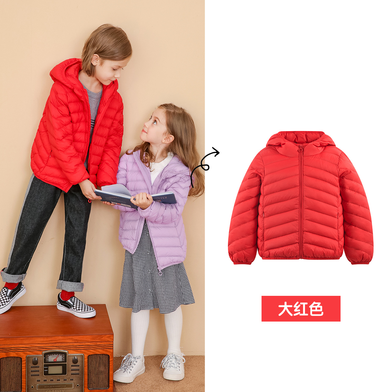 2019 của Winter New Trẻ em nhẹ xuống áo khoác vừa Big Kids Multi-Color ngắn Hood Jacket Rachael cho trẻ em