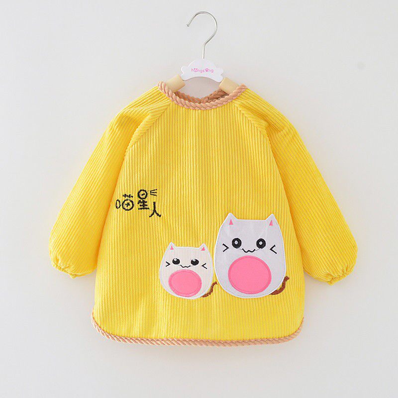 Baby Eating Hood Crystal Suede Crystal Suede Girl Autumn Winter Apron Long Sleeve Waterproof Boy Enclosure Baby Anti-Wear