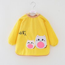 Baby Eating Hood Crystal Suede Crystal Suede Girl Autumn Winter Apron Long Sleeve Waterproof Boy Enclosure Baby Anti-Wear