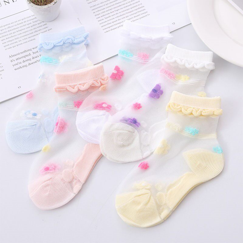 Children Summer ultra-thin Breathable Crystal Silk Socks Ice Silk Short Socks 1-3-5-7-9-year-old male and female overdraft silk stockings
