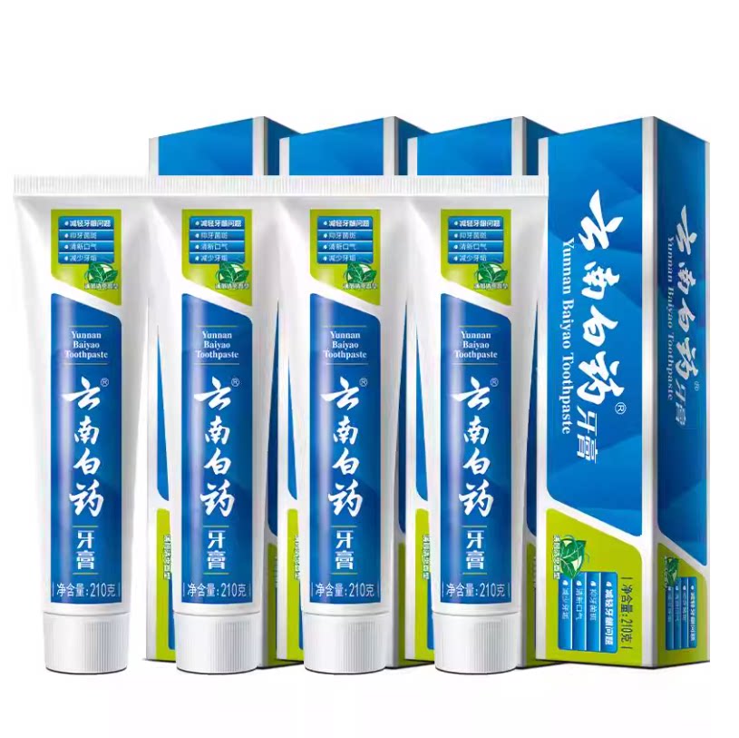 云南白药牙膏薄荷香型210g*4支成人清新口气温和护龈官方