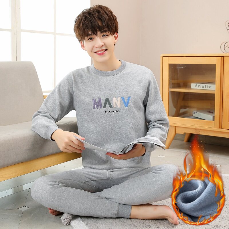 Teen Fever Jersey Male Thickening Glint Junior High School Students Great Boy Pure Cotton Autumn Clothes Sanitary Pants Students Suit Winter