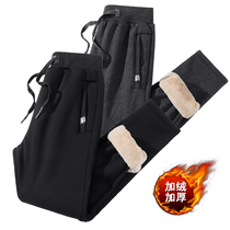 Middle Aged Seniors Autumn Winter Plus Suede Casual Pants Male Lamb Suede Warm Outer Wear Thickened Big Code Cotton Pants Dad Dress