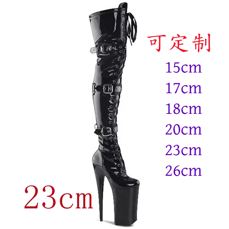 23cm Pole Dancing Sky-High Waterproof Platform All-Season Boots for Women, Over-The-Knee European and American Ultra-High Heel Stiletto Runway Boots