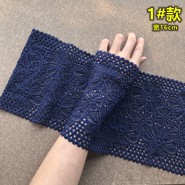 Foreign trade lace fabric Tibetan blue elastic side skirt neckline clothing accessories curtain accessories