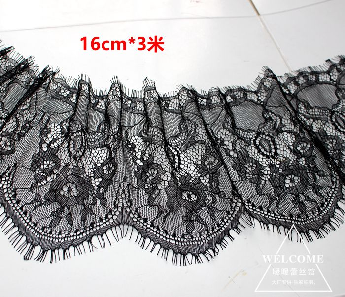 Special Price Black Eyelash Lace Lace Accessories Handmade Diy Skirt Lengthened Sewing Accessories Width 15CM