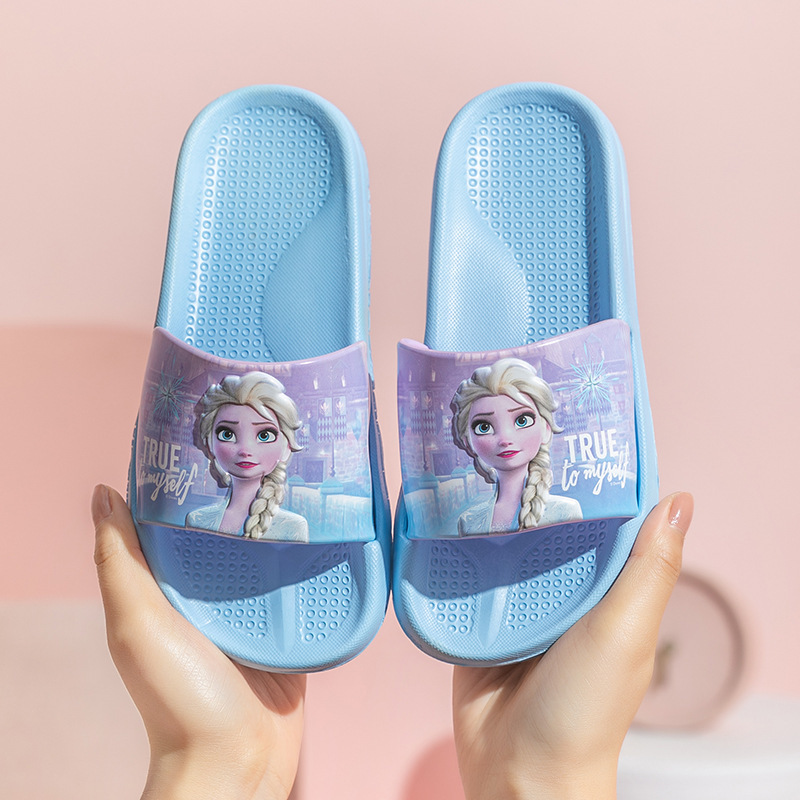 2022 Elsa Princess Children's Slippers Summer Girls' Outdoor Wear Home Bath Non-Slip Frozen Elsa Slippers