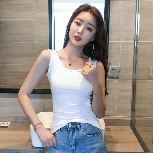 Весенний летний топ с чашечками, базовая майка топ, белая футболка, 2024 года, облегающий крой, в корейском стиле