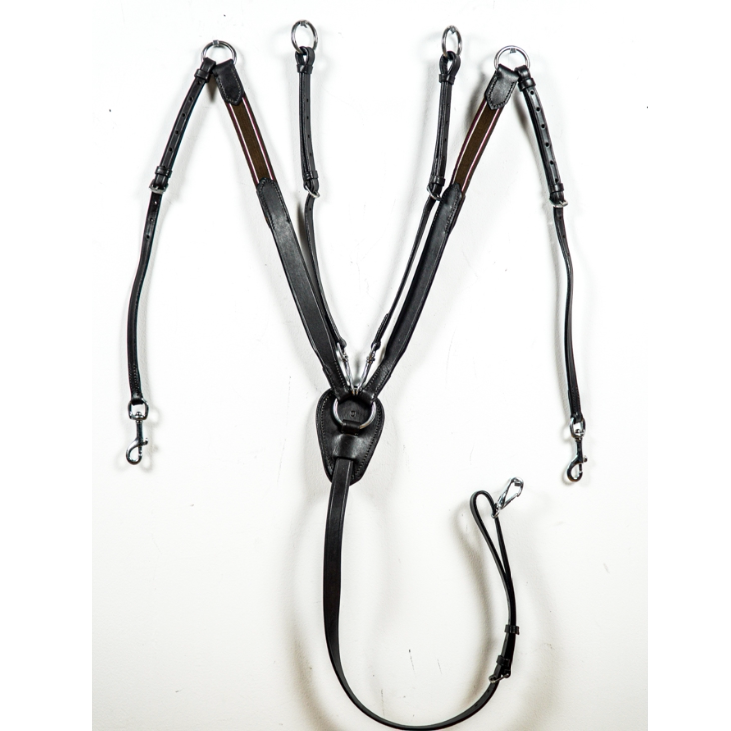 Imported British three-point low-headed leather equestrian supplies water lele reins saddle accessories side reins Kanari harness 02