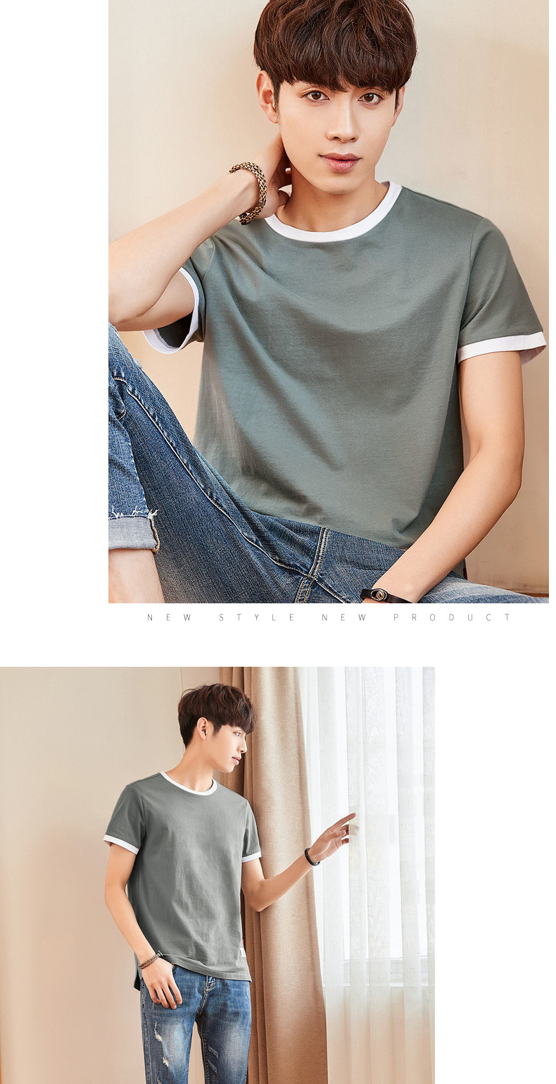 Quần áo Tiancheng 2019 hè mới nam xu hướng áo thun ngắn tay phiên bản Hàn Quốc của áo cotton nhỏ sửa chữa áo sơ mi body tay áo áo oversize nam