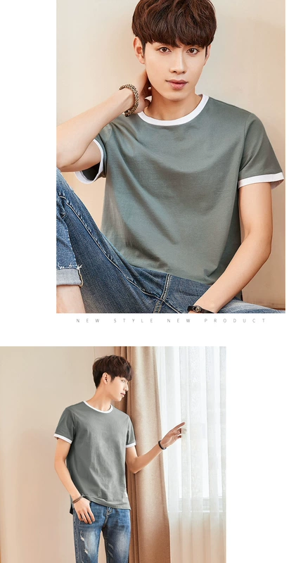 Quần áo Tiancheng 2019 hè mới nam xu hướng áo thun ngắn tay phiên bản Hàn Quốc của áo cotton nhỏ sửa chữa áo sơ mi body tay áo áo thun polo nam