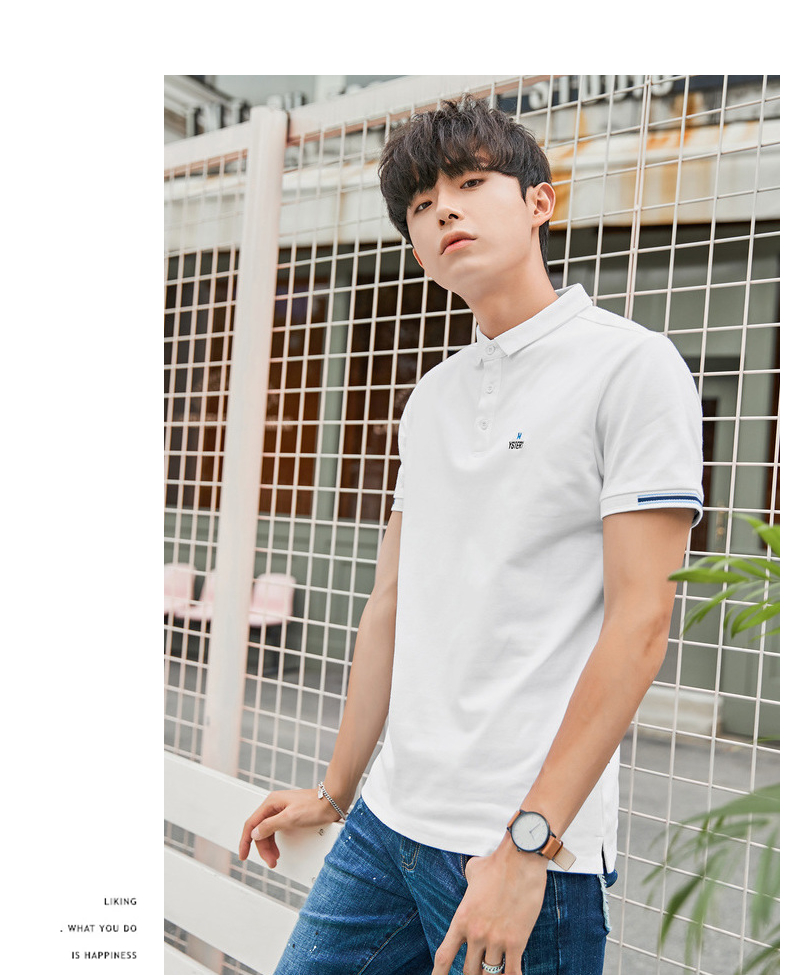 Quần áo Tiancheng 2018 mùa hè mới ngắn tay Polo nam xu hướng Hàn Quốc thêu T-Shirt thanh niên nửa tay áo sơ mi