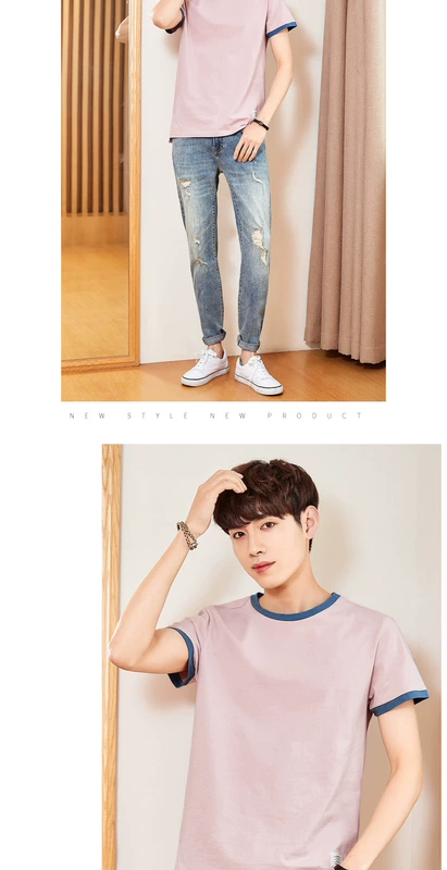 Quần áo Tiancheng 2019 hè mới nam xu hướng áo thun ngắn tay phiên bản Hàn Quốc của áo cotton nhỏ sửa chữa áo sơ mi body tay áo áo thun polo nam