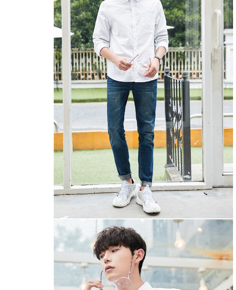 Quần áo Tiancheng 2019 xuân mới áo dài tay nam xu hướng phiên bản Hàn Quốc đẹp trai cổ áo thêu cổ áo trẻ trung áo sơ mi nam kẻ sọc