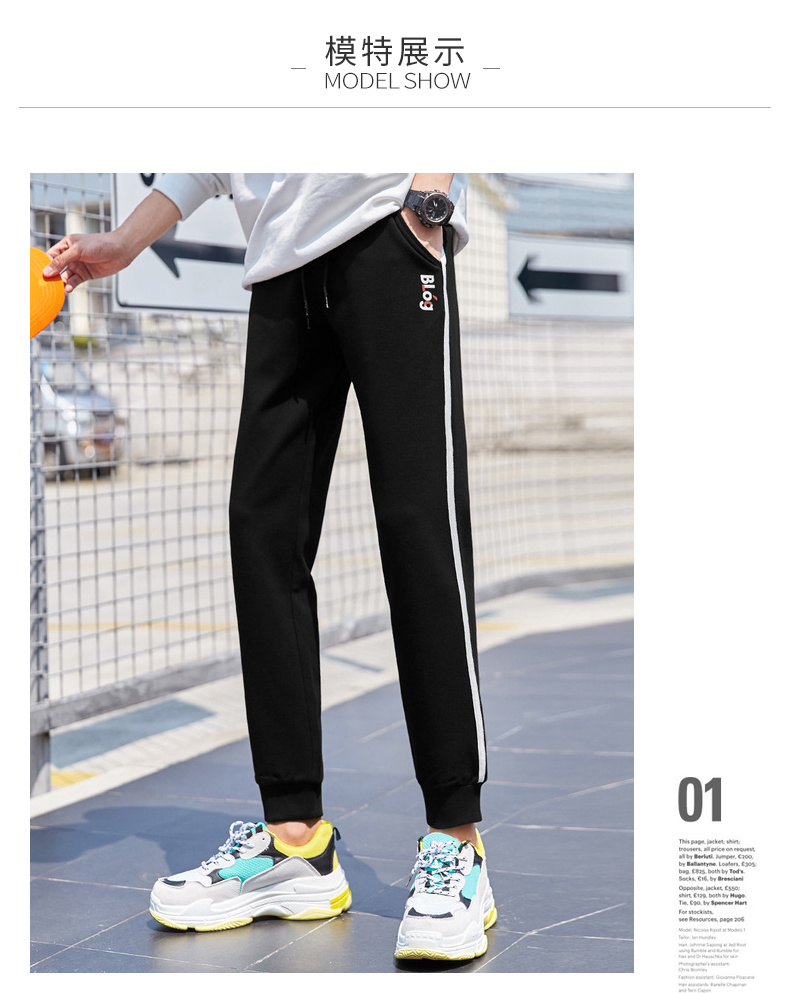 Quần áo Tiancheng 2019 xuân mới Hàn Quốc quần âu sọc xu hướng lỏng quần thể thao nam giản dị quần jogger nam