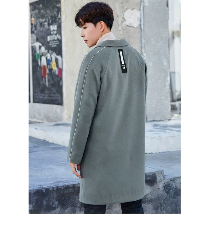 Quần áo Tiancheng 2018 mùa đông áo khoác len nam mới phiên bản Hàn Quốc theo xu hướng trong phần dài của áo khoác học sinh trẻ áo khoác nam kaki