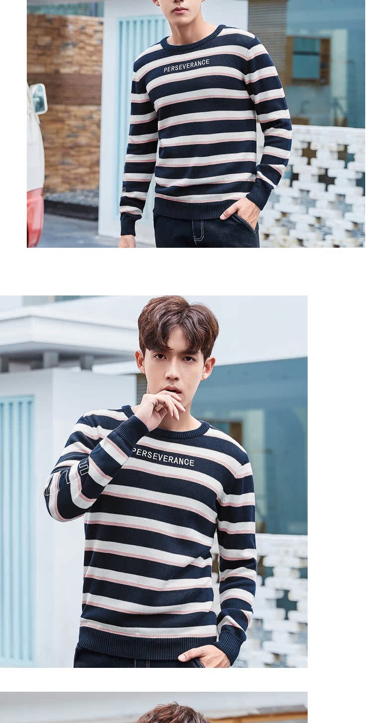 Quần áo Tiancheng 2019 mùa thu nam mới áo len thủy triều Học sinh Hàn Quốc đẹp trai màu áo len cổ tròn - Kéo qua áo khoác bomber nam