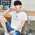 Quần áo Tiancheng 2019 hè mới áo thun nam tay ngắn nam xu hướng Hàn Quốc cổ tròn cotton nửa tay áo áo thun nam tay ngắn có cổ Áo phông ngắn