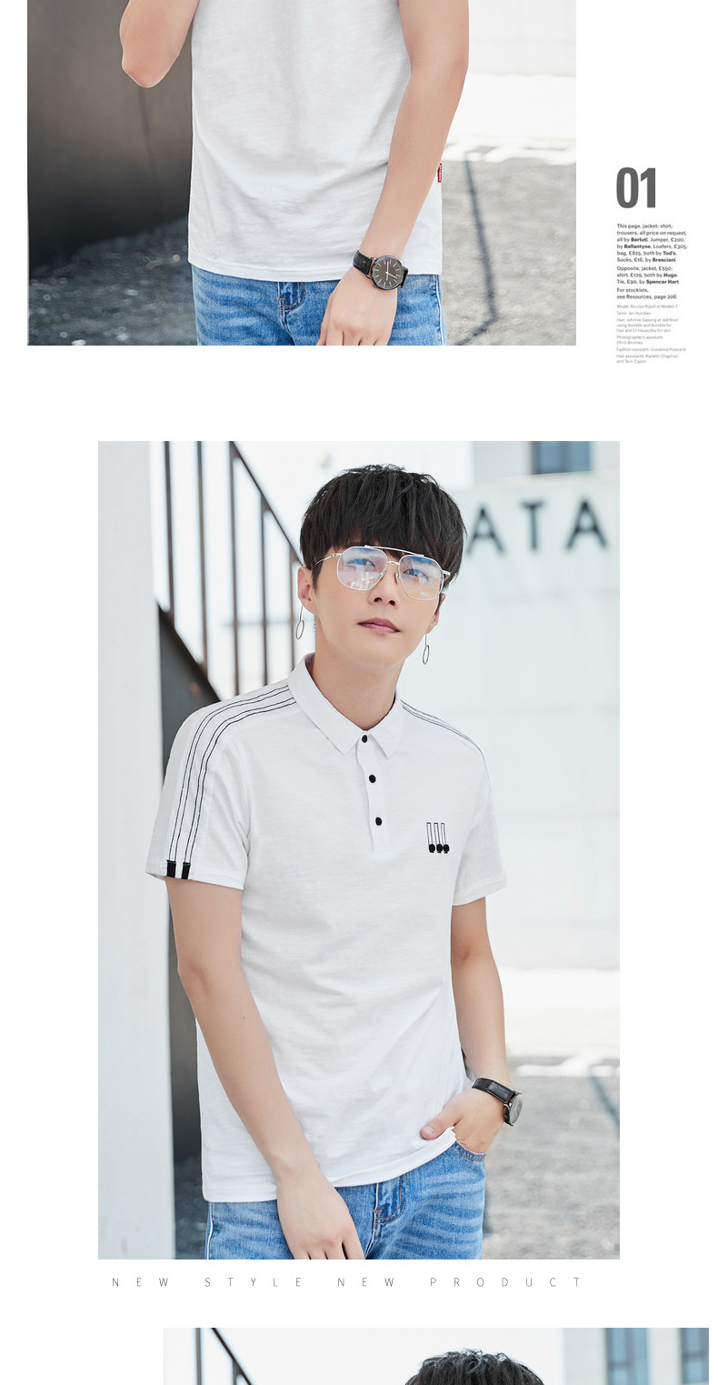 Quần áo Tiancheng 2018 hè mới dành cho nam sơ mi polo giản dị phiên bản Hàn Quốc của xu hướng áo thun thêu tay ngắn áo cộc tay nam