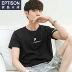 Quần áo Tiancheng 2019 hè mới nam ngắn tay áo thun cổ tròn in cotton cá tính xu hướng áo thun nửa tay áo phông nam tay ngắn có nón Áo phông ngắn