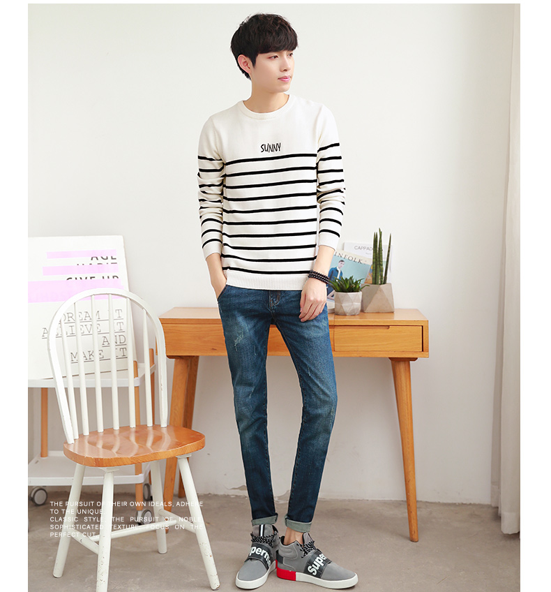 Quần áo Tiancheng 2019 xuân mới dòng áo len nam xu hướng Hàn Quốc cổ tròn cotton đáy quần áo len trẻ trung quần jogger nam