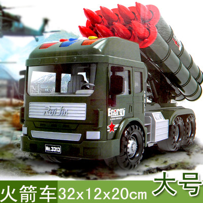 Elf dog inertial engineering car children's military missile car toy music military rocket launcher puzzle inertial car