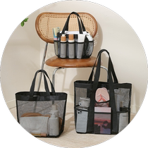 Portable beach bag shower bag foldable mesh beach bag fitness swimming bag storage bag large capacity portable bag