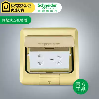 Schneider switch socket pop-up pop-up ground plug five-hole two-level three power supply ground plug copper smooth surface