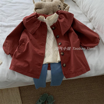 Naughty girl Korean spring and autumn girls princess style coat baby girl mid-length sweet and cute windbreaker fashionable