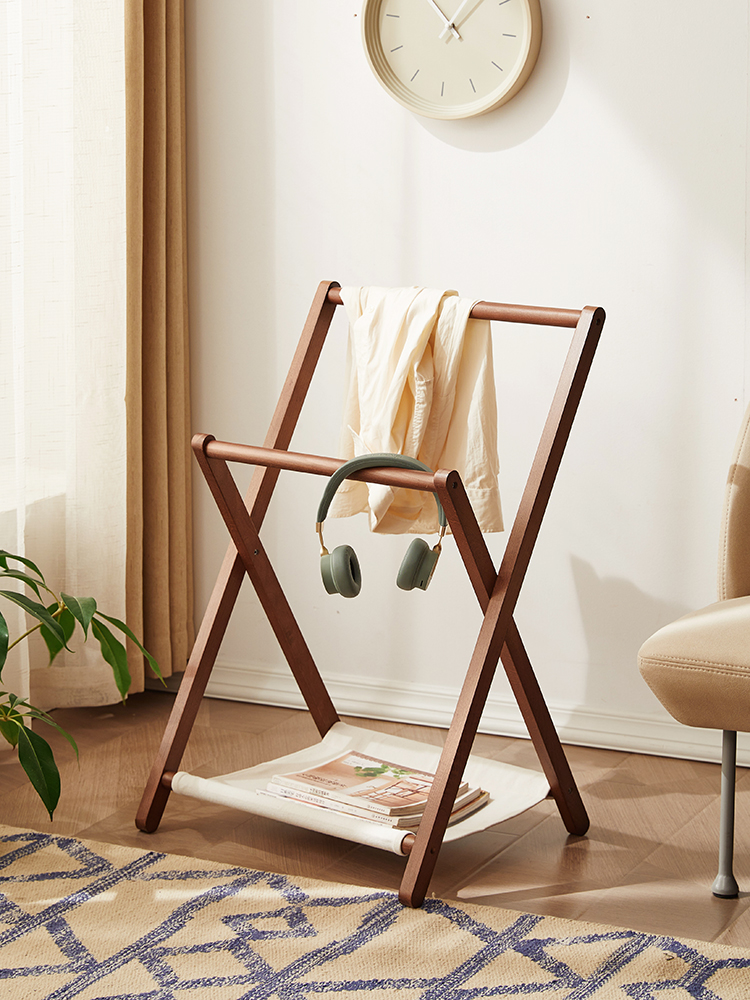 Small hanging clothes hanger bedside clothes Divine Instrumental Containing Layer Rack Solid Wood Shelve Pants Rack Bedroom Temporary Landing Hanger