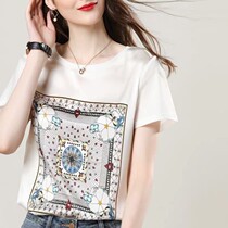 Foreign trade export tail single cut outer single womens Italian big name clearance silk stitching cotton short sleeve t-shirt women