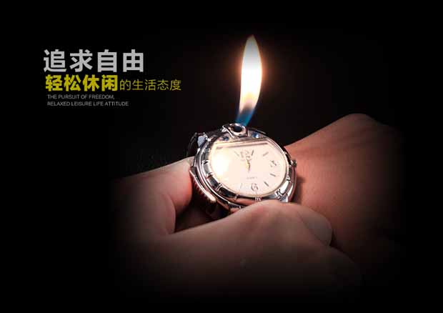 Mỹ cao / kim loại mở ngọn lửa bơm hơi đồng hồ thực nhẹ hơn Cá tính sáng tạo đa chức năng gas nhẹ hơn - Bật lửa hột quẹt khò