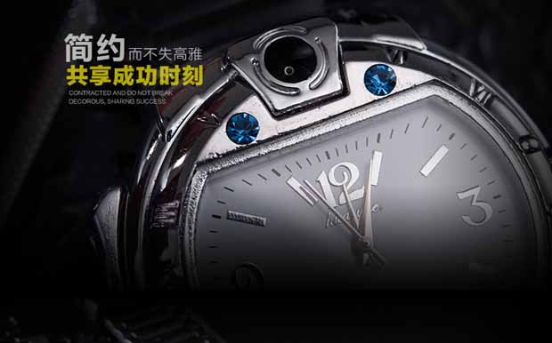 Mỹ cao / kim loại mở ngọn lửa bơm hơi đồng hồ thực nhẹ hơn Cá tính sáng tạo đa chức năng gas nhẹ hơn - Bật lửa hột quẹt khò