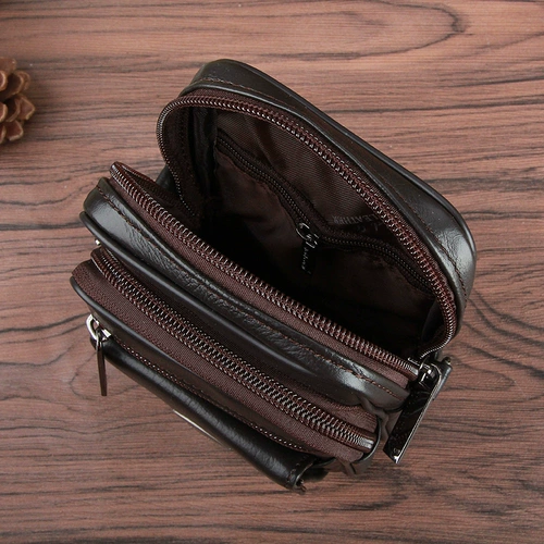 Коралловая кожаная поясная сумка, небольшой ремешок для сумки, воловья кожа, 5.3 дюймов, 5.5 дюймов