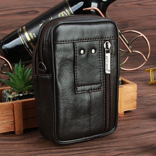 Коралловая кожаная поясная сумка, небольшой ремешок для сумки, воловья кожа, 5.3 дюймов, 5.5 дюймов