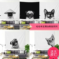 Ins màu đen và trắng con chó tấm thảm sơn phòng ngủ bạt chăn đầu giường vải vải vải trang trí chăn tấm thảm thảm treo tường 2m	