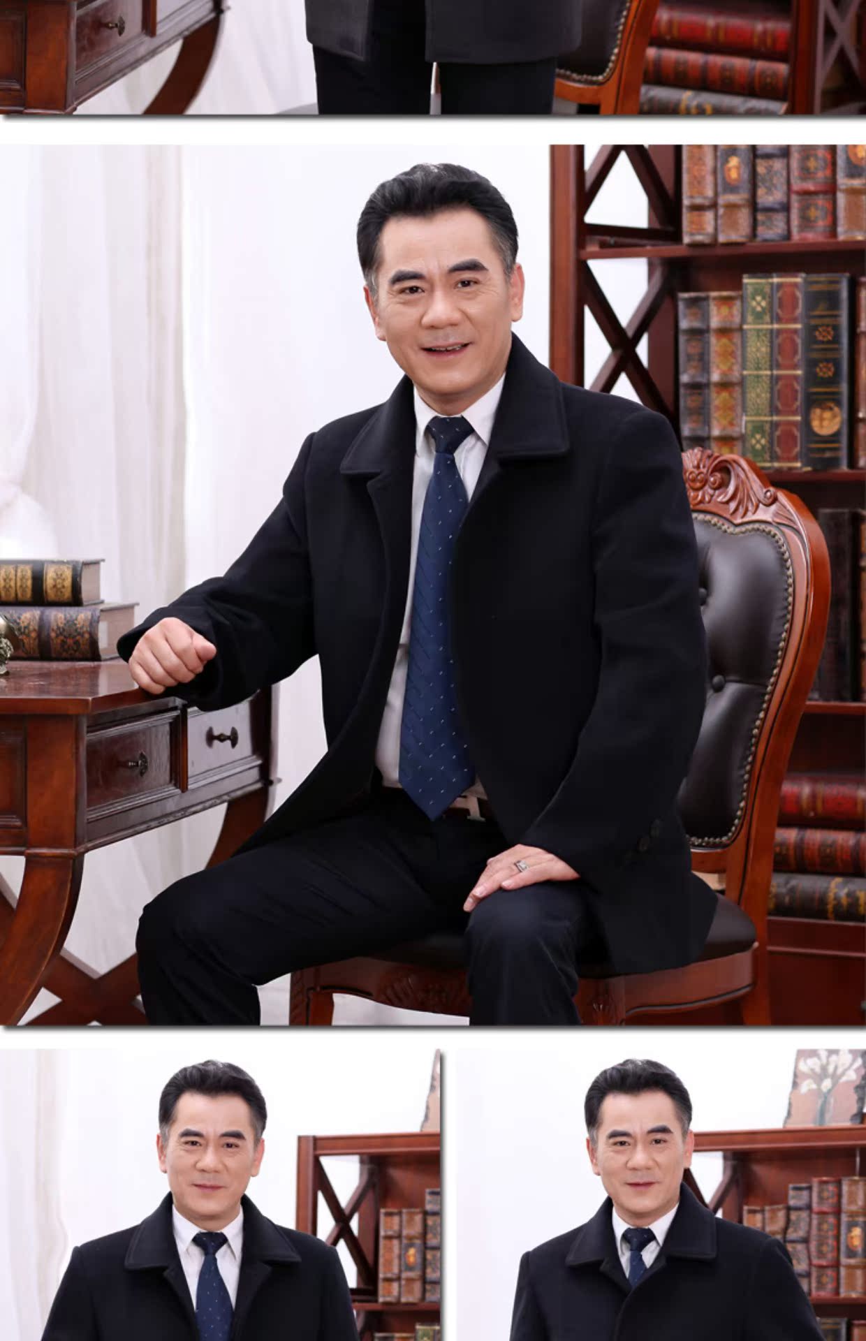 Bố mặc áo len thường mặc áo len lông cho người đàn ông trung niên nam thu đông và áo len dày cardigan nam