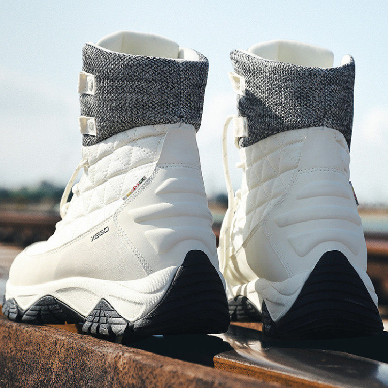 Outdoor Snowy Boots Women Waterproof Non-slip Plus Suede Thickened Northeast Cotton Shoes Snowy Township Tourist Couple High Help Ski Shoes Man-Taobao