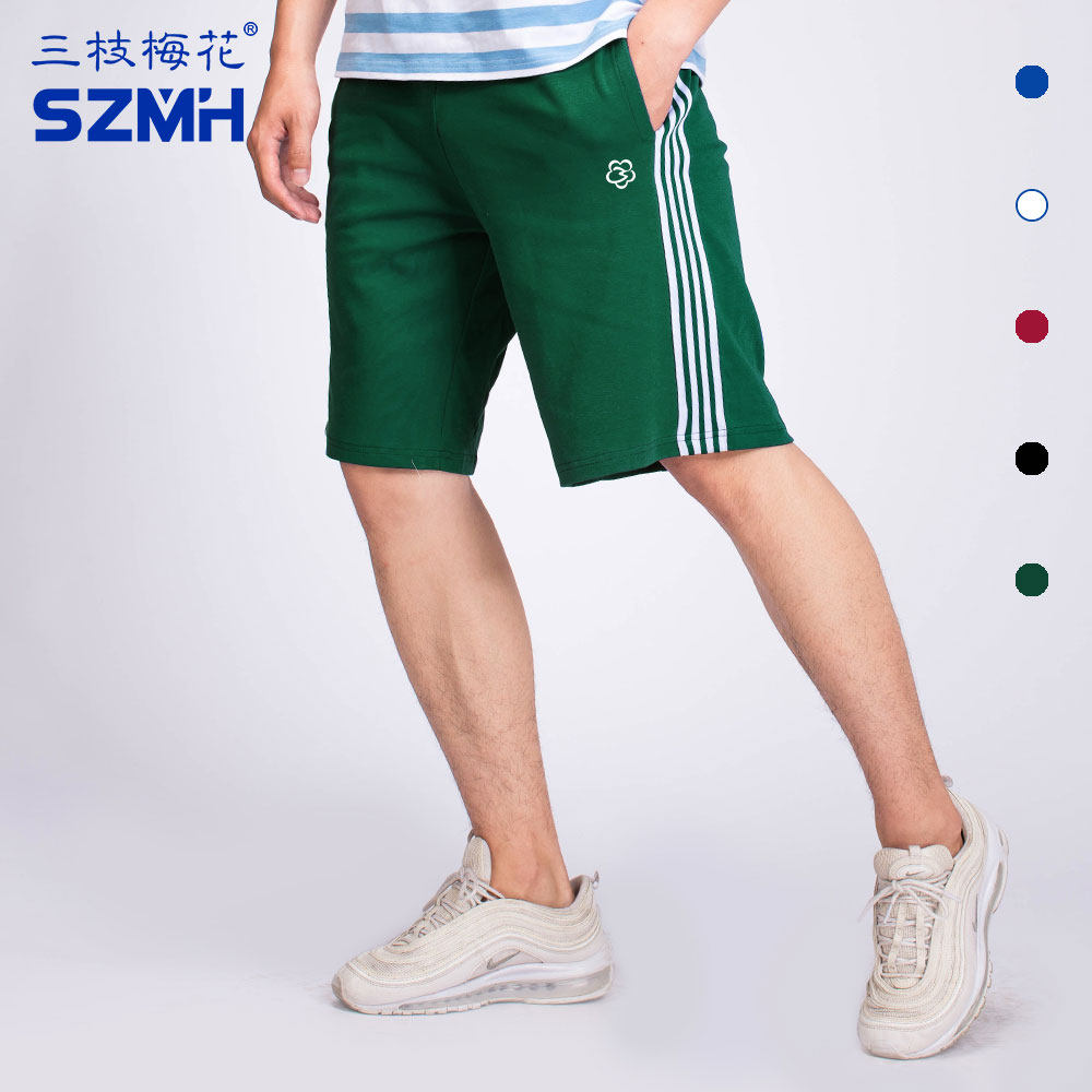 Three Branches Plum sports shorts Men's pure cotton loose 40% Pants Women Fitness Running Pants 2022 Summer New Black