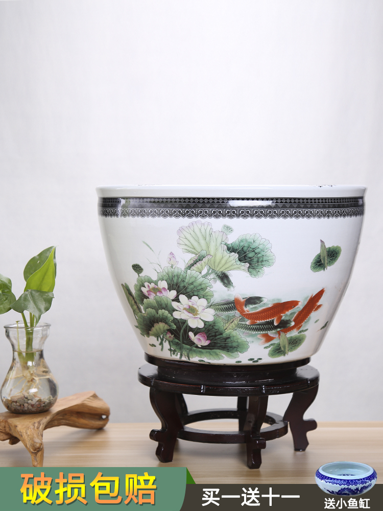 Fish tank aquarium Jingdezhen king size ceramic fish tank Creative flower pot goldfish tank Turtle tank Bowl lotus water lily tank