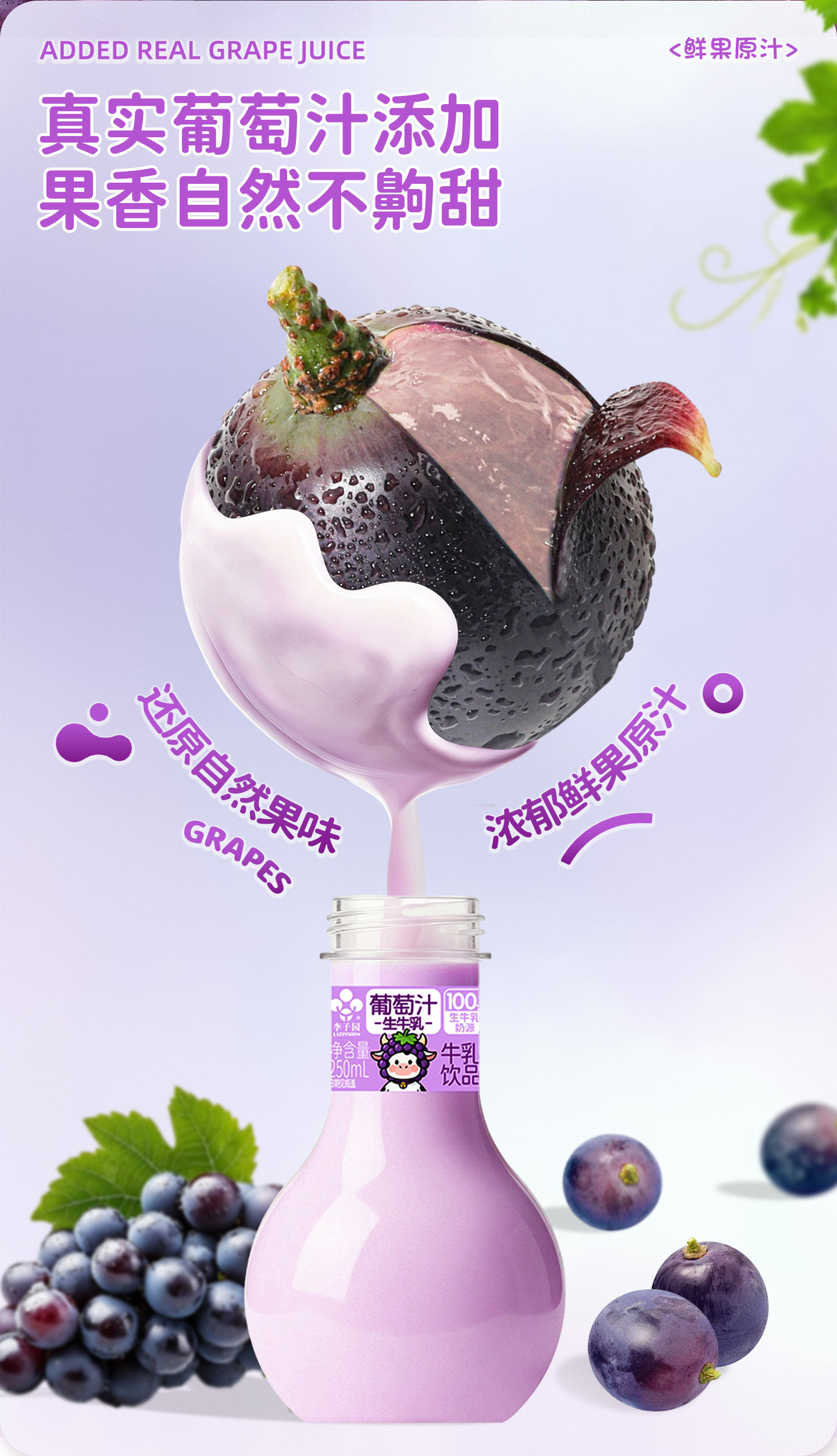 安享好物 安享B级含乳饮料-李子园灯泡 葡萄牛乳  