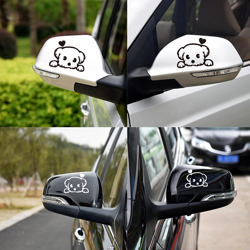 Car rear view mirror sticker rearview mirror with cute cartoon little dog car sticker shelter scratched kitten Cat Decoration Patch