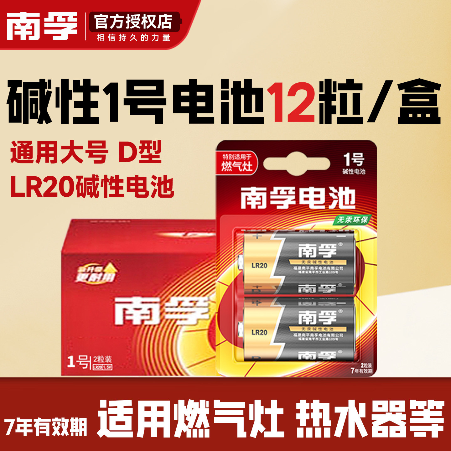 南孚1号10节电池D型一号大号碱性LR20热水器 液化气1号电池10粒煤气灶 燃气炉天然气灶 手电筒干电池