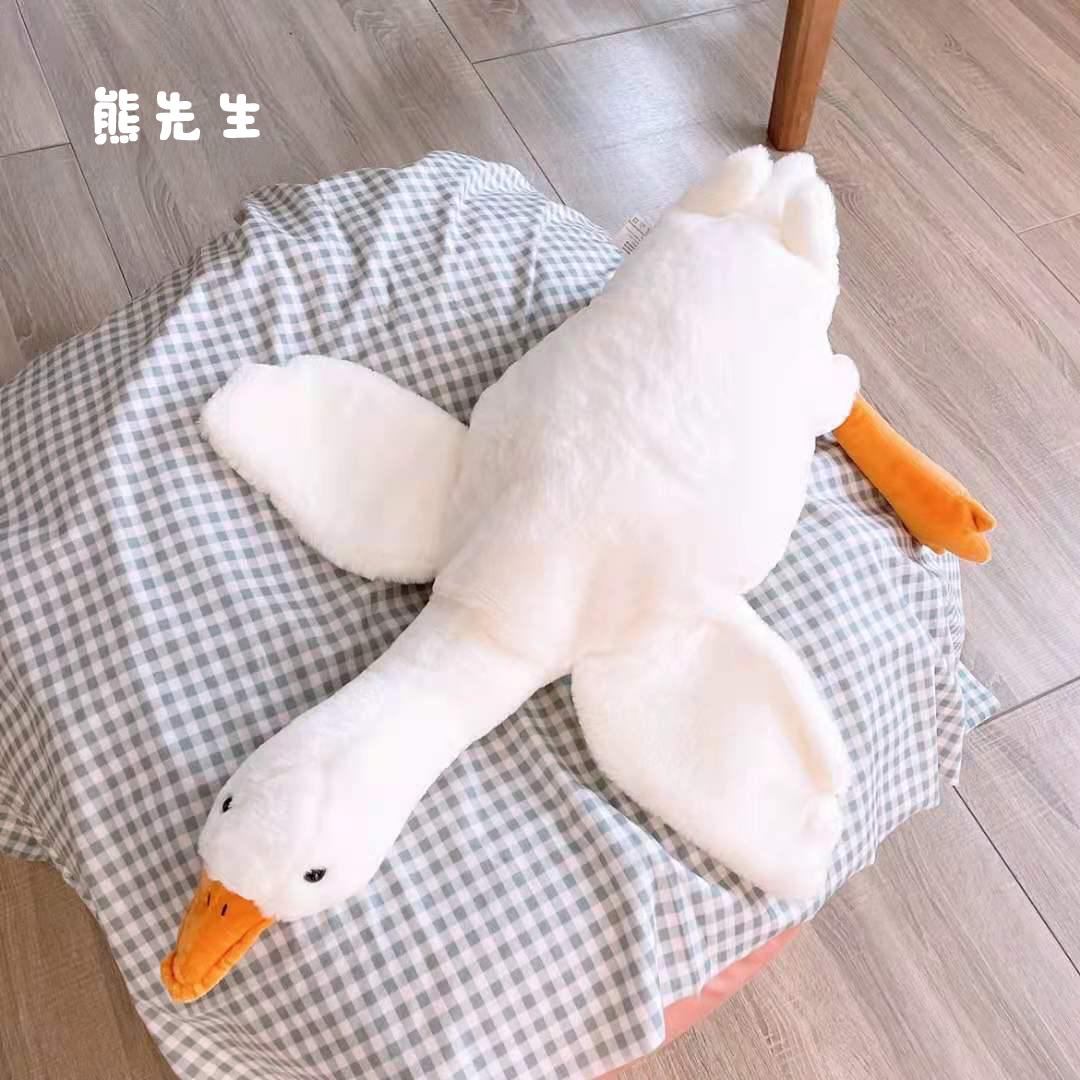 Net red white goose with pillow plush toys cute duck doll pacifies sleeping dolls and hugging dolls